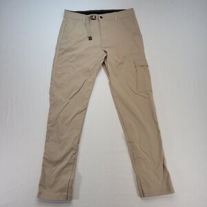 Prana Zion Hiking Pants Mens Medium 32 Long Tan Outdoor Stretch Cargo Trousers